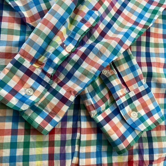 J. CREW Rainbow Plaid Shirt Men L Slim Fit Button Up Long Sleeve Light Weight - Picture 10 of 10